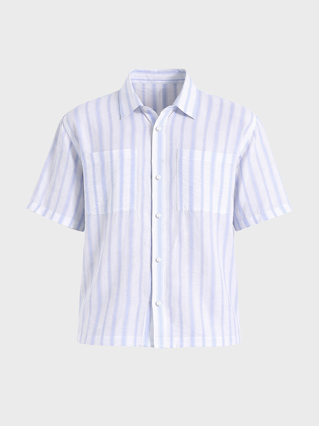 Men's Blue Boxy Fit Striped Resort Shirt