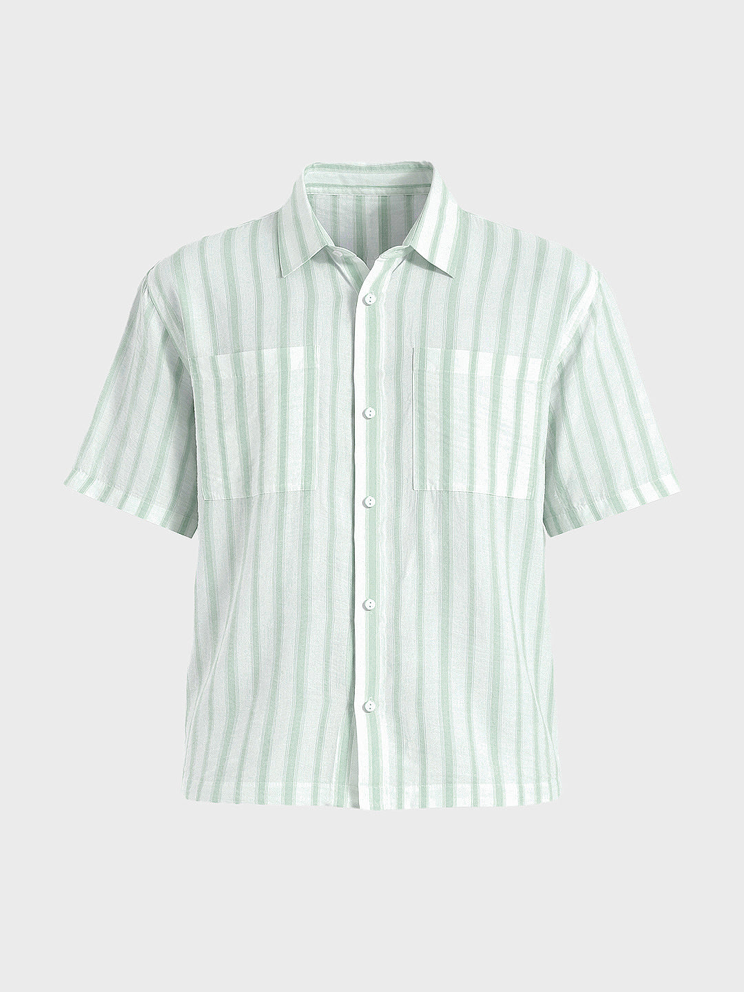 Men's Opaline Green Boxy Fit Striped Resort Shirt