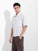 Men's Grey Boxy Fit Striped Resort Shirt