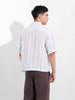 Men's Grey Boxy Fit Striped Resort Shirt