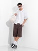 Men's Grey Boxy Fit Striped Resort Shirt