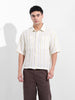 Men's Lemon Green Boxy Fit Striped Resort Shirt