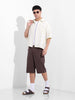 Men's Lemon Green Boxy Fit Striped Resort Shirt