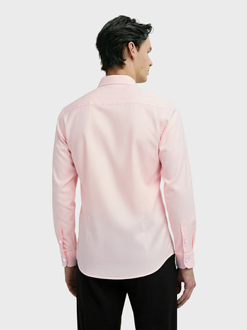 Men's Pink Slim Fit Party Wear Solid Shirt