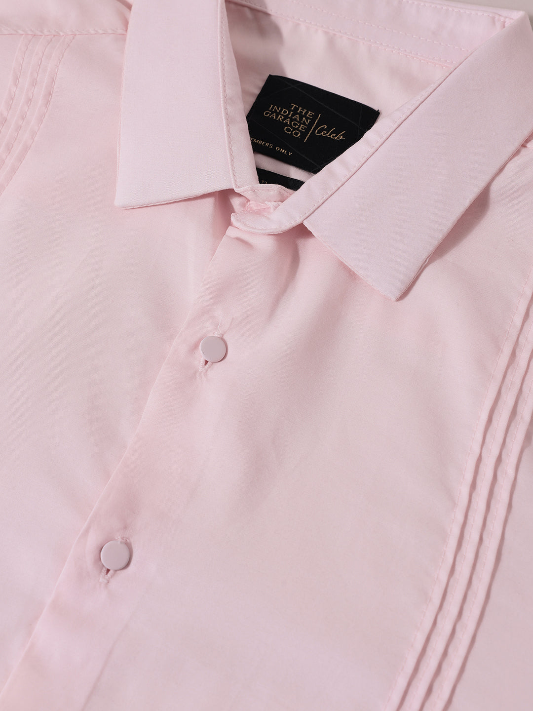 Men's Pink Slim Fit Party Wear Solid Shirt