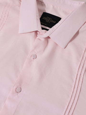 Men's Pink Slim Fit Party Wear Solid Shirt