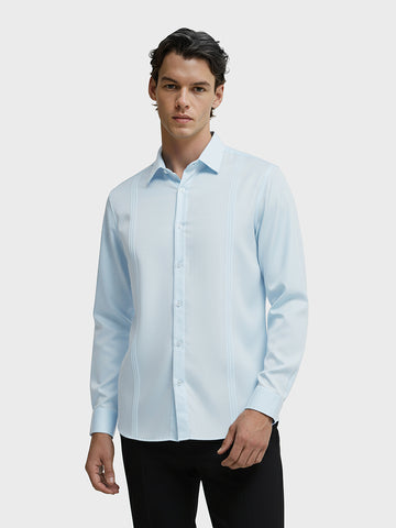 Men's Blue Slim Fit Party Wear Solid Shirt