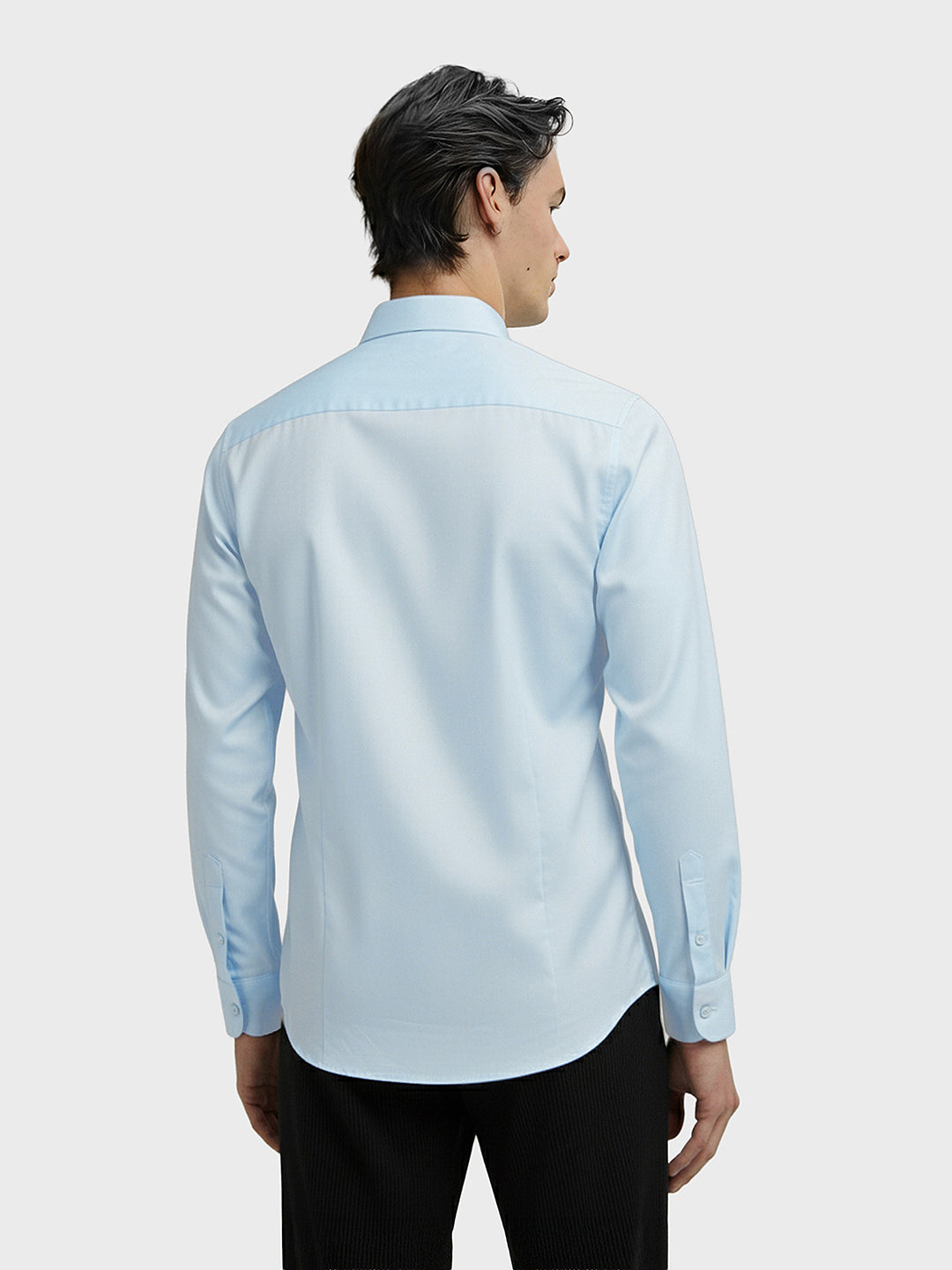Men's Blue Slim Fit Party Wear Solid Shirt