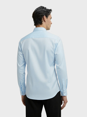 Men's Blue Slim Fit Party Wear Solid Shirt
