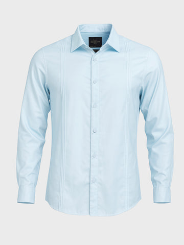 Men's Blue Slim Fit Party Wear Solid Shirt