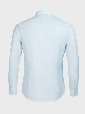 Men's Blue Slim Fit Party Wear Solid Shirt