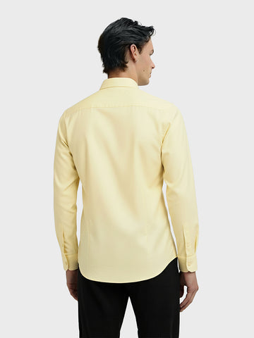 Men's Yellow Slim Fit Party Wear Solid Shirt