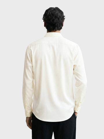 Men's Cream Slim Fit Party Wear Solid Shirt