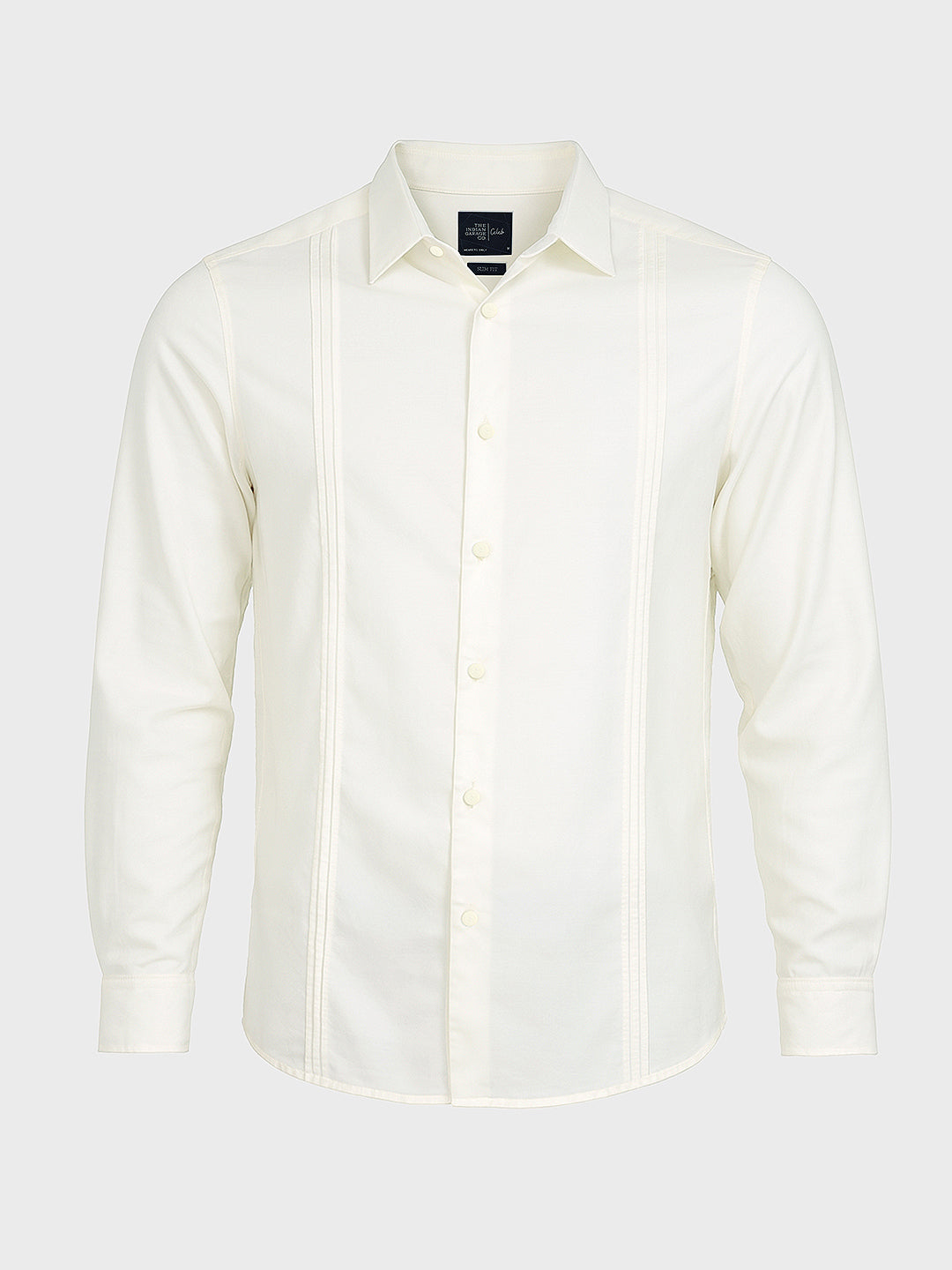 Men's Cream Slim Fit Party Wear Solid Shirt