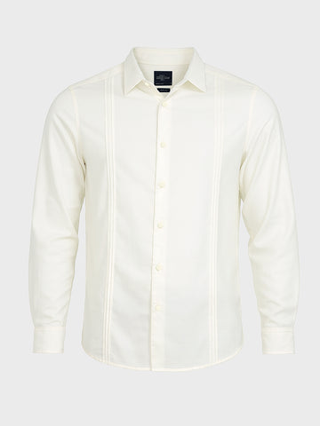 Men's Cream Slim Fit Party Wear Solid Shirt