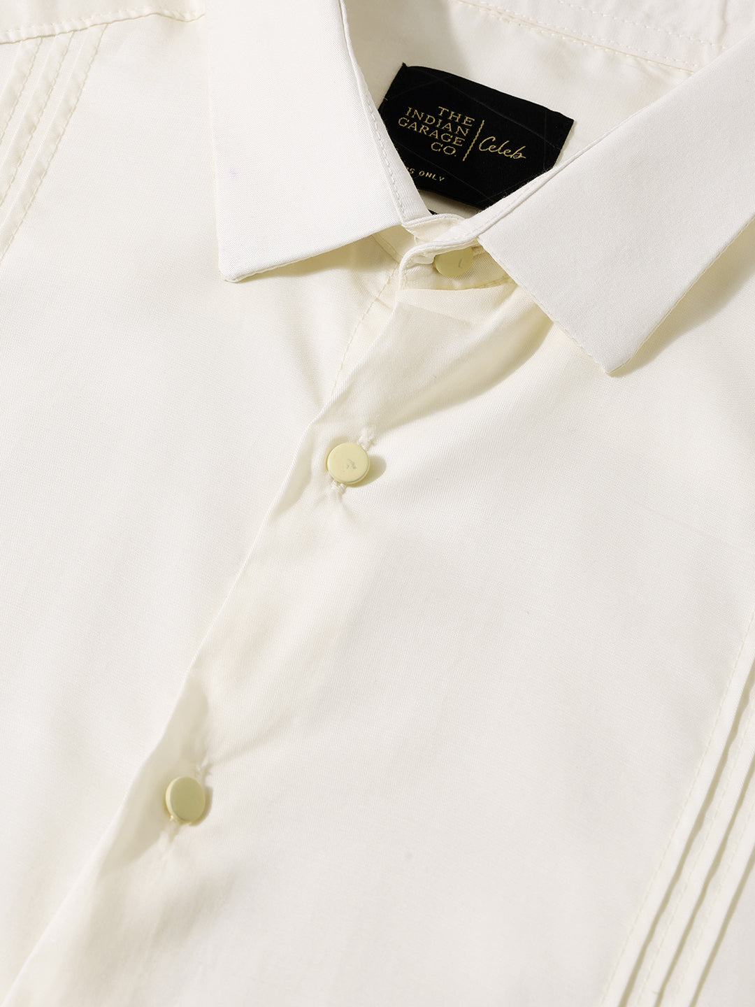 Men's Cream Slim Fit Party Wear Solid Shirt