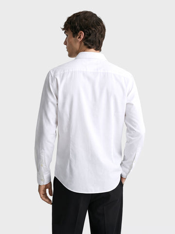 Men's White Slim Fit Embroidered Party Wear Shirts