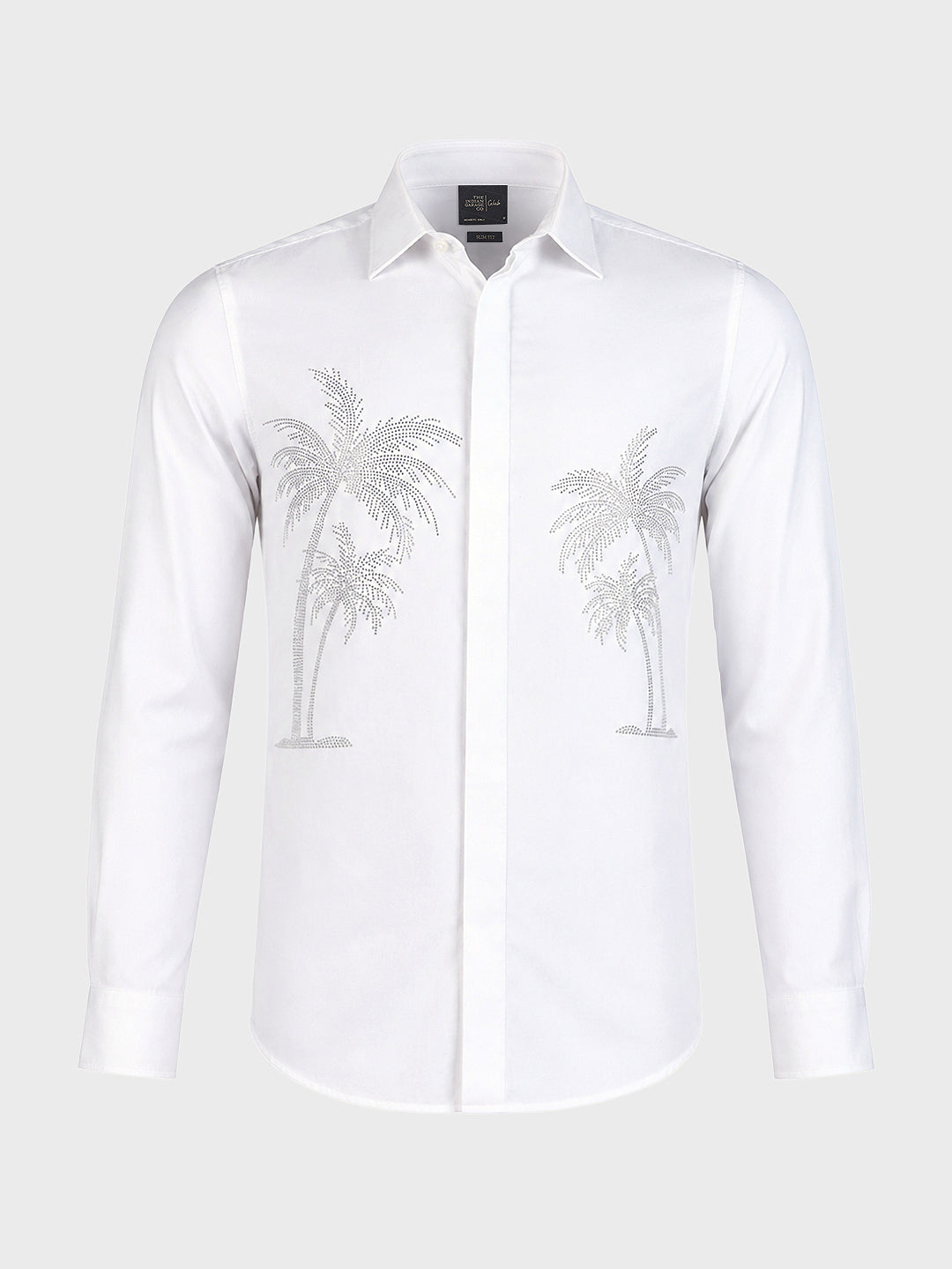 Men's White Slim Fit Embroidered Party Wear Shirts