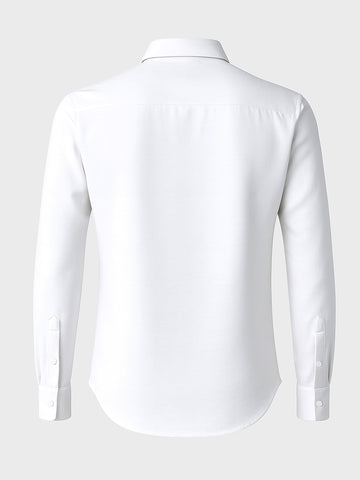 Men's White Slim Fit Party Wear Solid Shirt