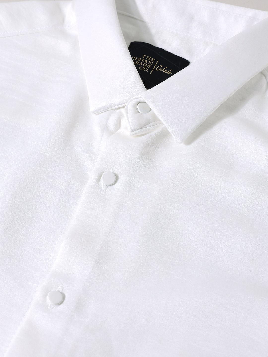 Men's White Slim Fit Party Wear Solid Shirt