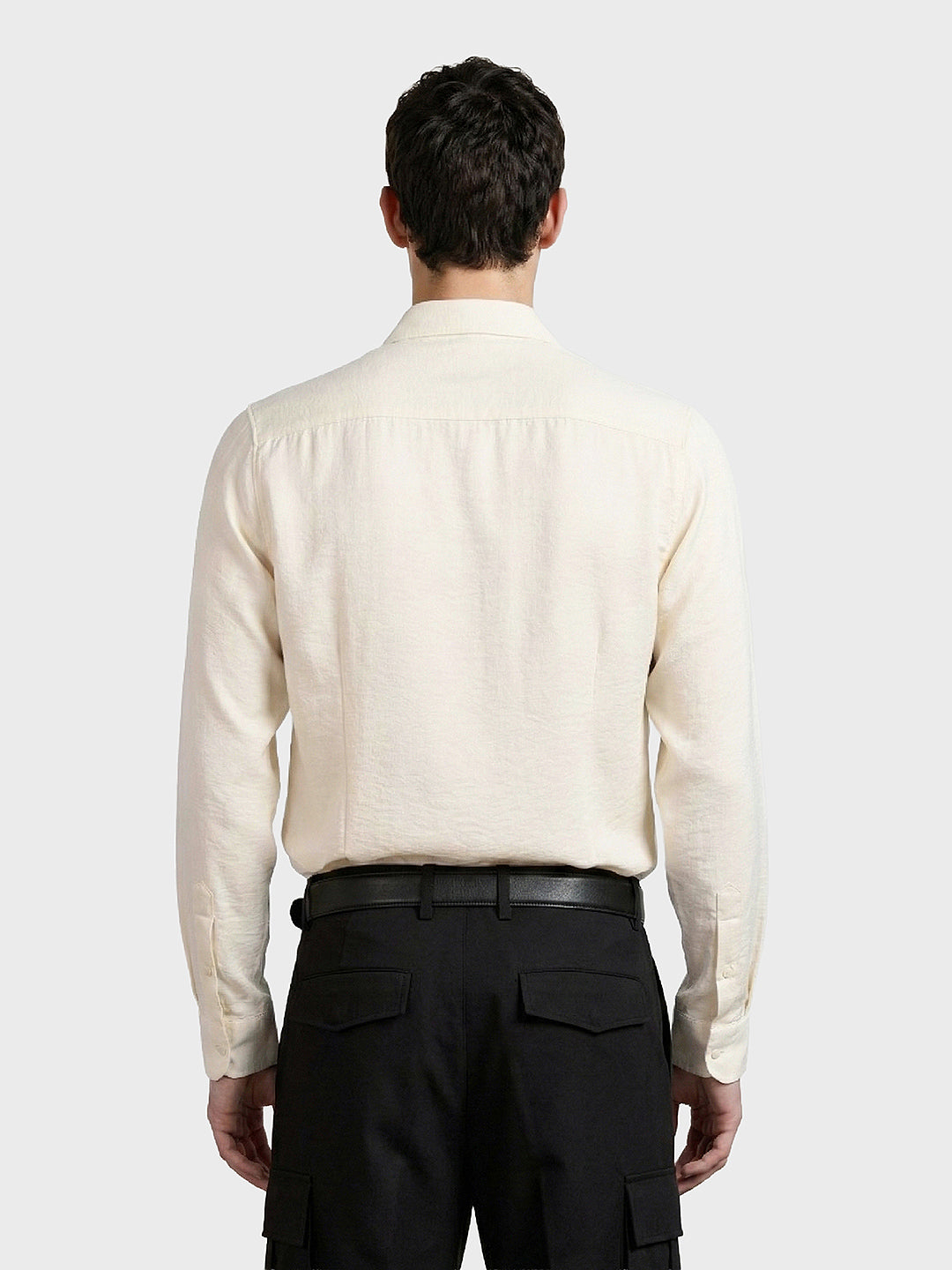 Men's Cream Slim Fit Party Wear Solid Shirt