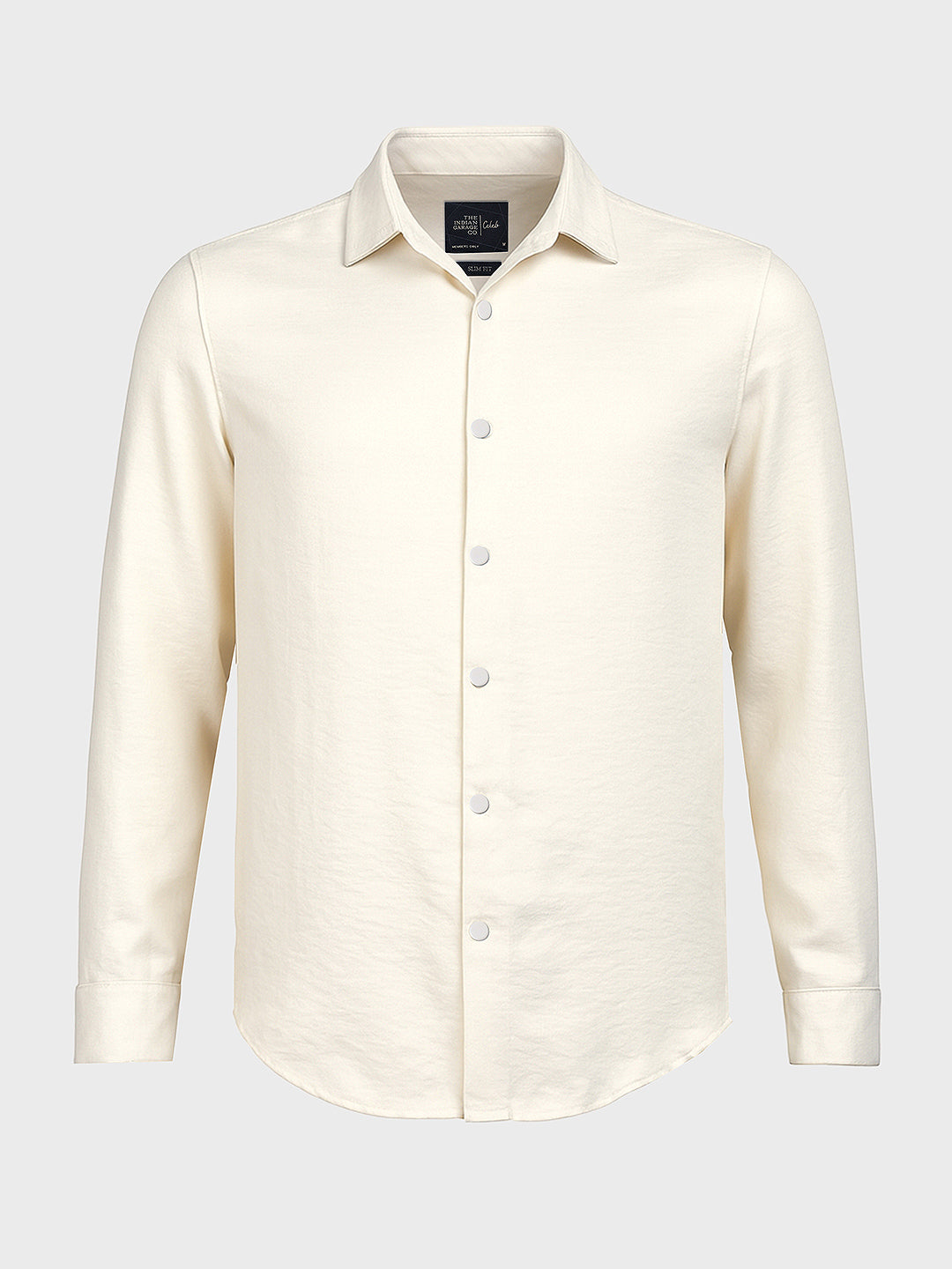 Men's Cream Slim Fit Party Wear Solid Shirt