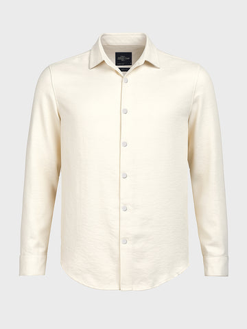 Men's Cream Slim Fit Party Wear Solid Shirt