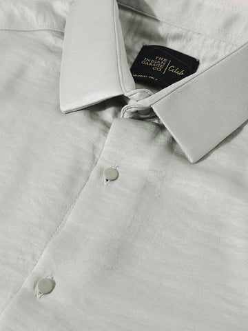 Men's Green Slim Fit Party Wear Solid Shirt