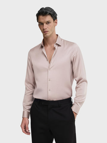 Men's Pink Slim Fit Party Wear Solid Shirt
