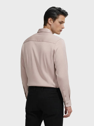 Men's Pink Slim Fit Party Wear Solid Shirt