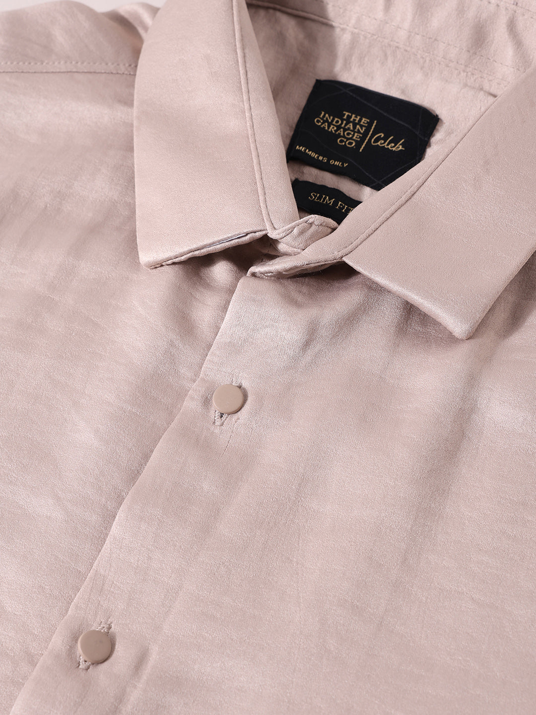 Men's Pink Slim Fit Party Wear Solid Shirt