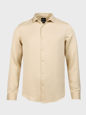 Men's Gold Slim Fit Party Wear Solid Shirt