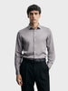 Men's Grey Slim Fit Party Wear Solid Shirt