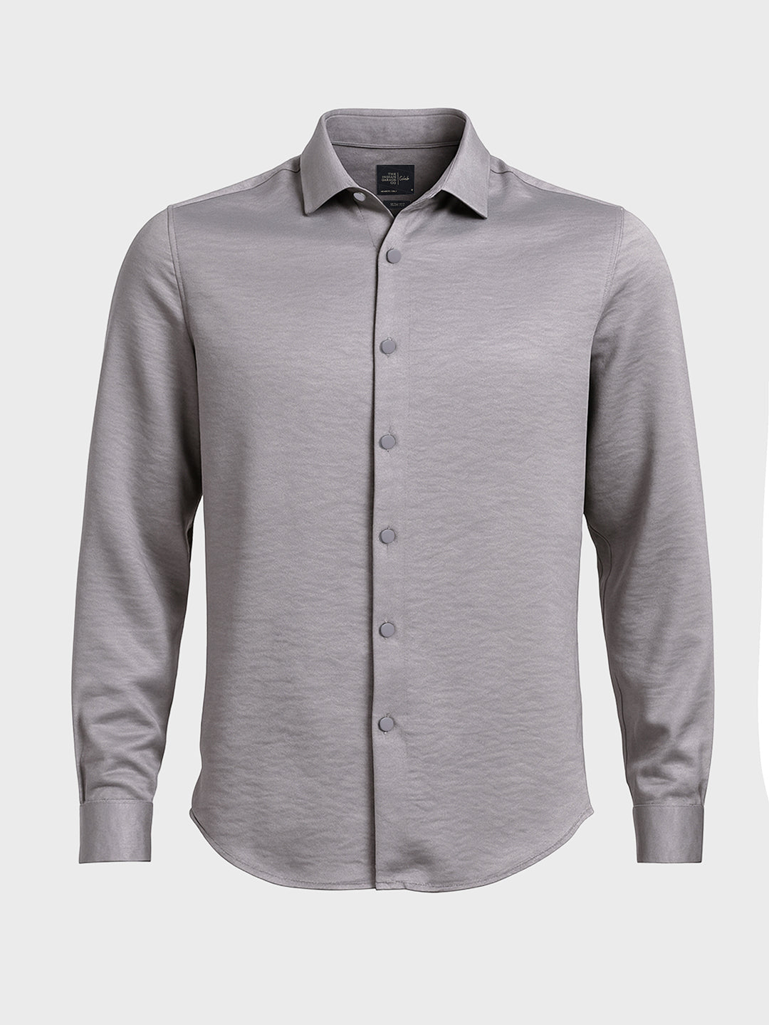 Men's Grey Slim Fit Party Wear Solid Shirt