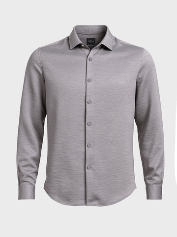 Men's Grey Slim Fit Party Wear Solid Shirt
