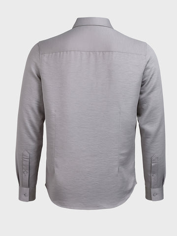 Men's Grey Slim Fit Party Wear Solid Shirt