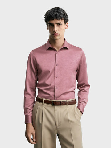 Men's Pink Slim Fit Party Wear Solid Shirt
