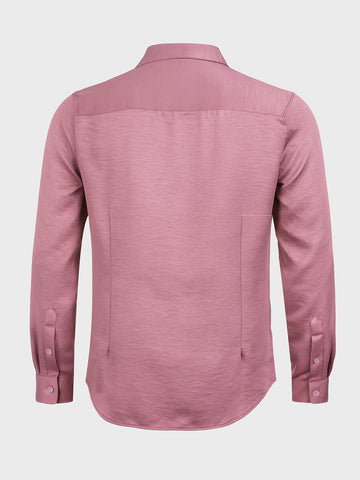 Men's Pink Slim Fit Party Wear Solid Shirt