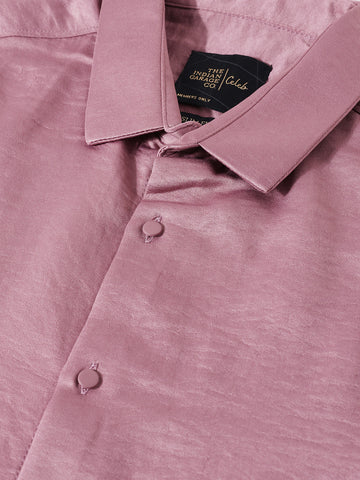 Men's Pink Slim Fit Party Wear Solid Shirt