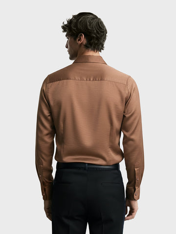 Men's Brown Slim Fit Party Wear Solid Shirt