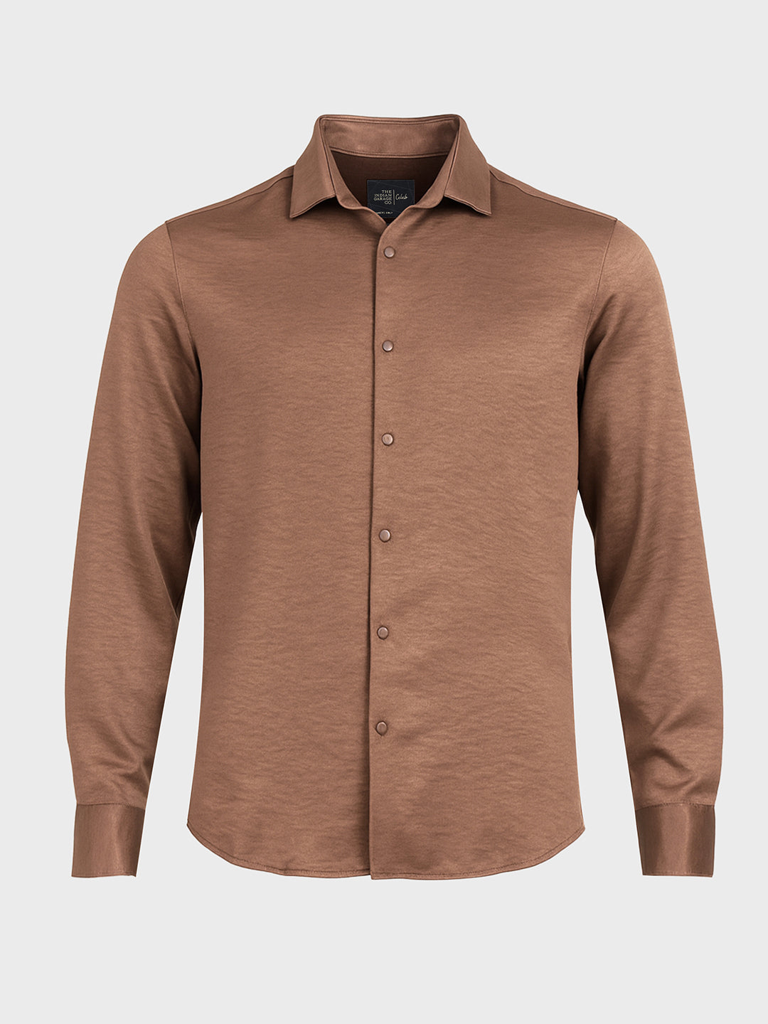 Men's Brown Slim Fit Party Wear Solid Shirt