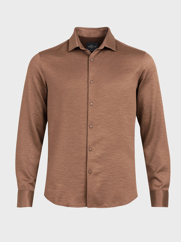 Men's Brown Slim Fit Party Wear Solid Shirt