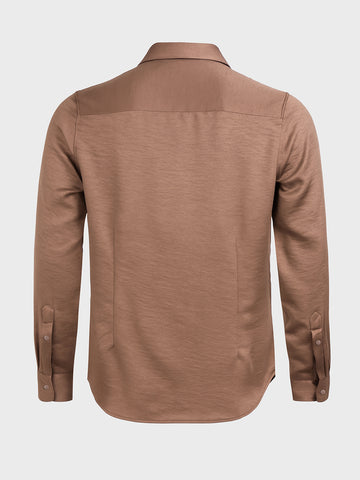 Men's Brown Slim Fit Party Wear Solid Shirt