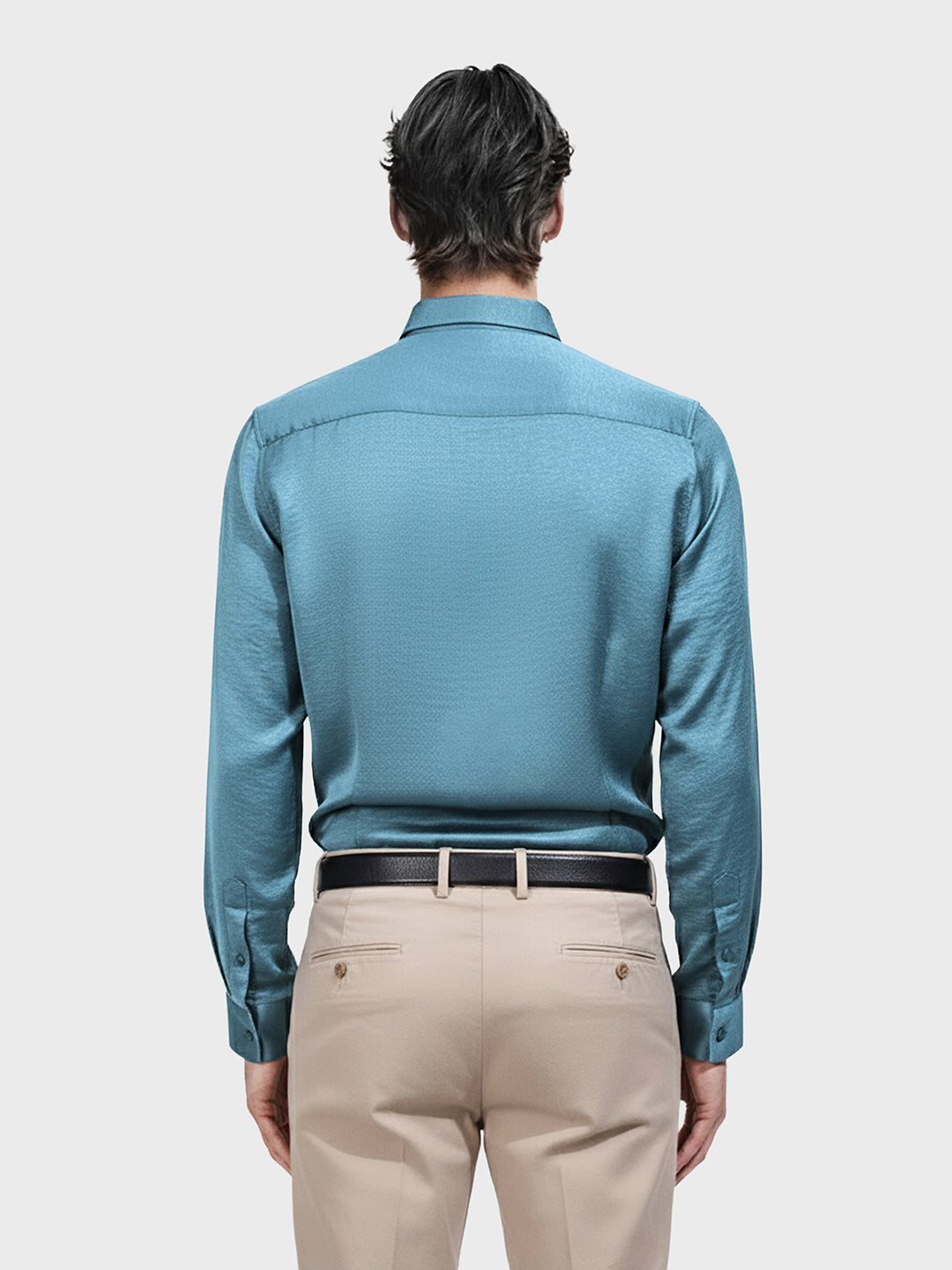 Men's Teal Slim Fit Party Wear Solid Shirt