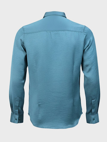 Men's Teal Slim Fit Party Wear Solid Shirt