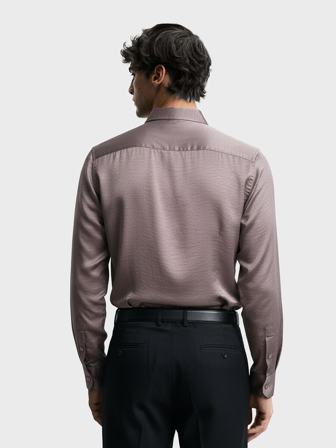 Men's Brown Slim Fit Party Wear Solid Shirt