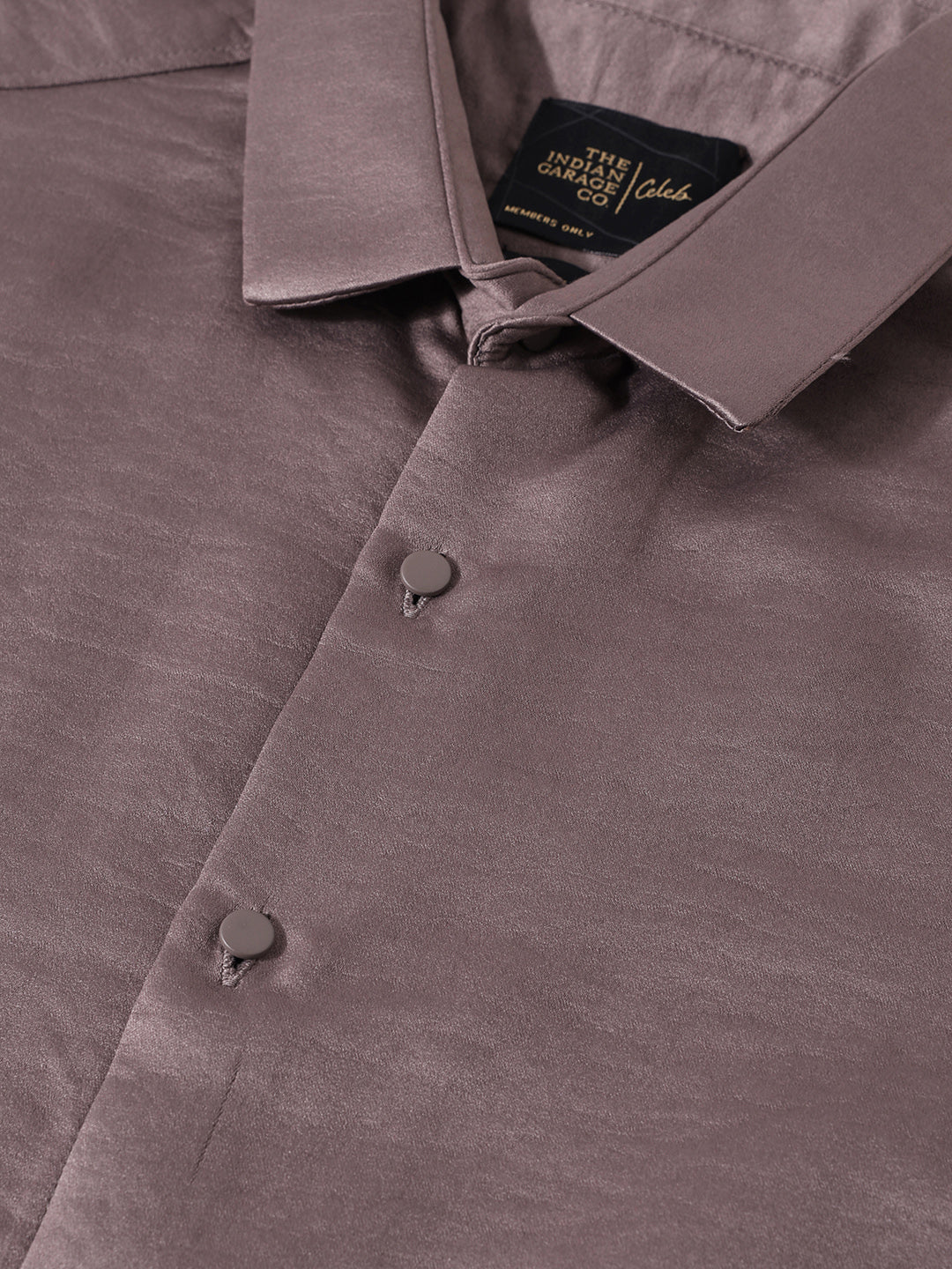 Men's Brown Slim Fit Party Wear Solid Shirt