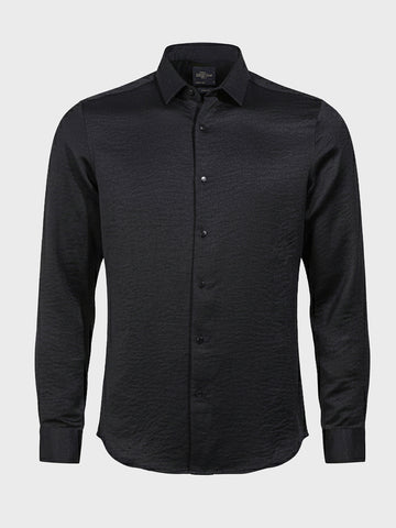 Men's Black Slim Fit Party Wear Solid Shirt