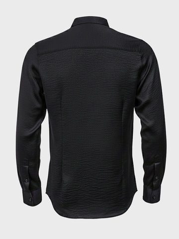 Men's Black Slim Fit Party Wear Solid Shirt