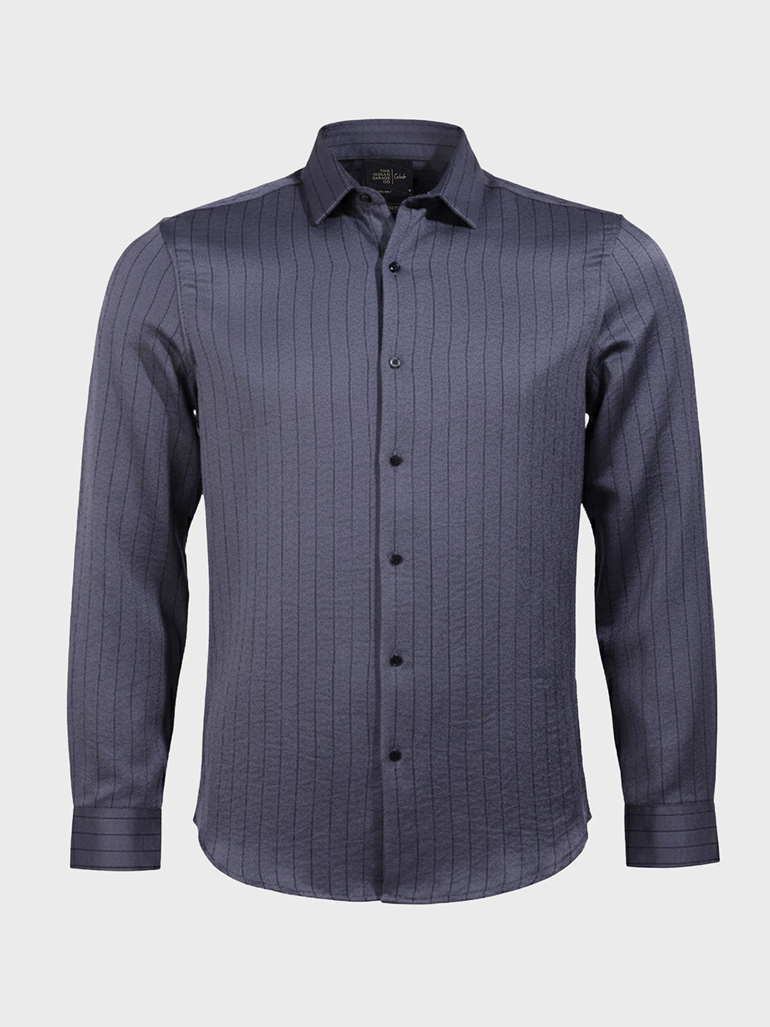 Men's Silver Slim Fit Party Wear Striped Shirt